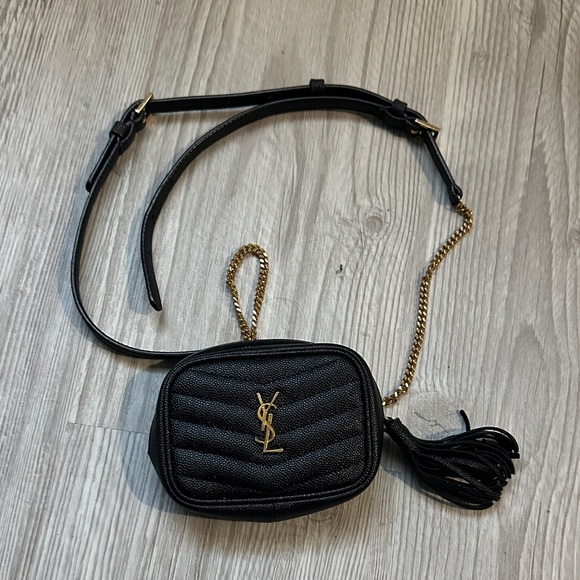 Yves Saint Laurent Handbags - Yves Saint Laurent Black Crossbody Belt Bag with Gold Accents